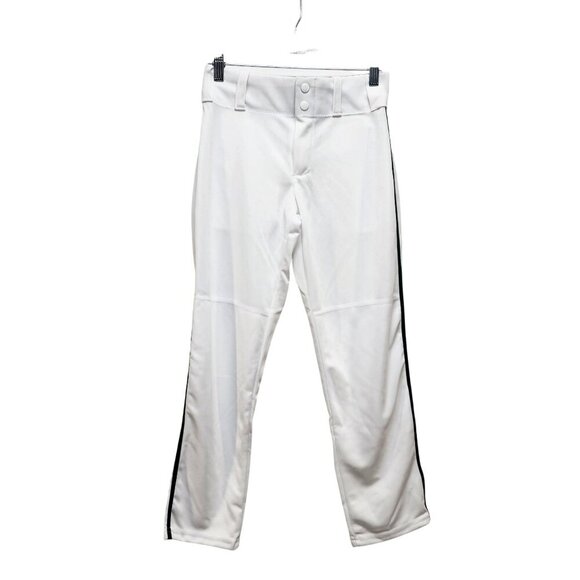 Youth Medium Alleson White Baseball Pants With Black Side Stripe - Picture 9 of 9